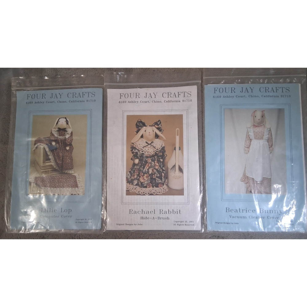 Vintage Four Jay Crafts Bunny Sewing Patterns Lillie Rachael Beatrice Set of 3